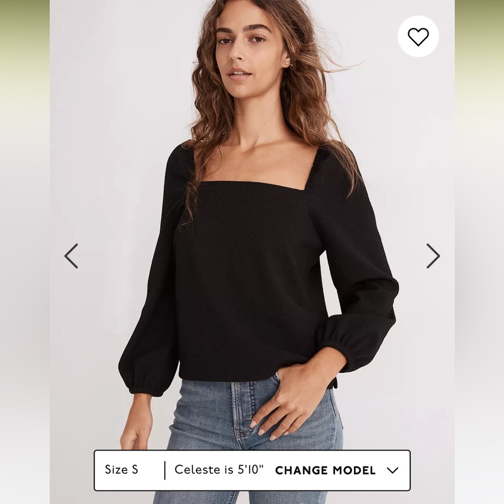 Madewell Crepe Square-Neck Puff-Sleeve Top